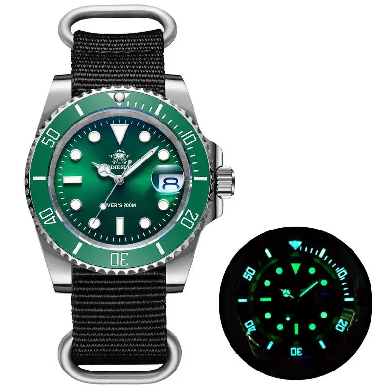 Fashion Watch Stainless Steel Diver Watch 200M C3 Super Luminous Sport Luxury Watch Reloj Hombre Quartz Men Watch