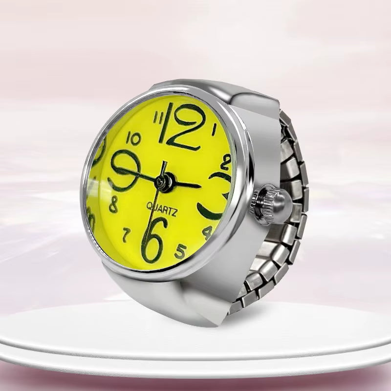 New Ring Watch Hot Selling Creative Circular Dial Alloy Shell Finger Couple Men and Women