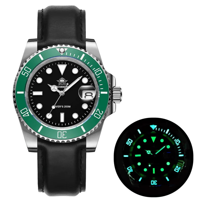 Fashion Watch Stainless Steel Diver Watch 200M C3 Super Luminous Sport Luxury Watch Reloj Hombre Quartz Men Watch