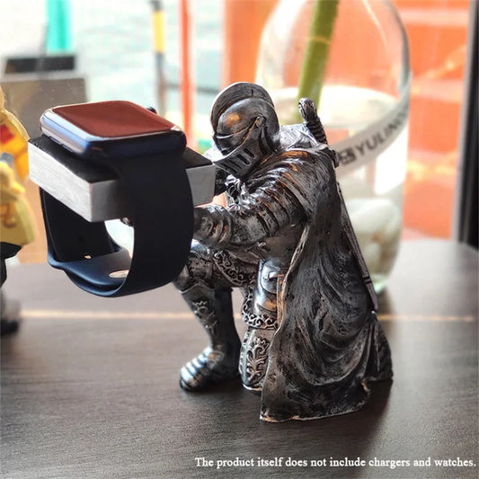Creative Apple Watch Stand for Apple Watch Charging Display Watch Holder Case Table Black Warrior Figurine Support Accesorios
