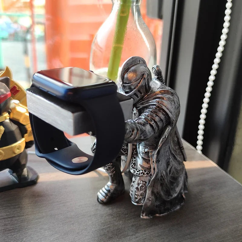 Creative Apple Watch Stand for Apple Watch Charging Display Watch Holder Case Table Black Warrior Figurine Support Accesorios
