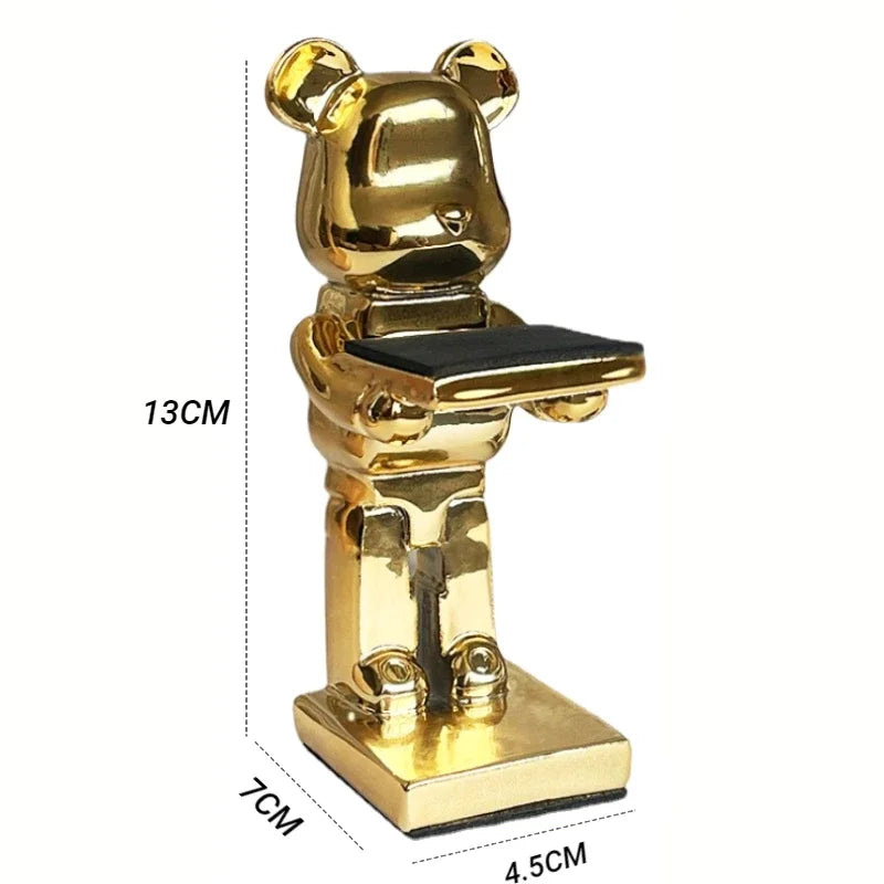 Trendy Watch Display Stand, Electroplating Cartoon Bear, Animal Resin Ornaments, Jewelry Storage Rack, Celebration Gifts.