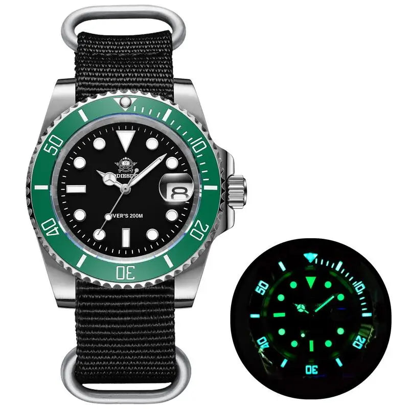 Fashion Watch Stainless Steel Diver Watch 200M C3 Super Luminous Sport Luxury Watch Reloj Hombre Quartz Men Watch