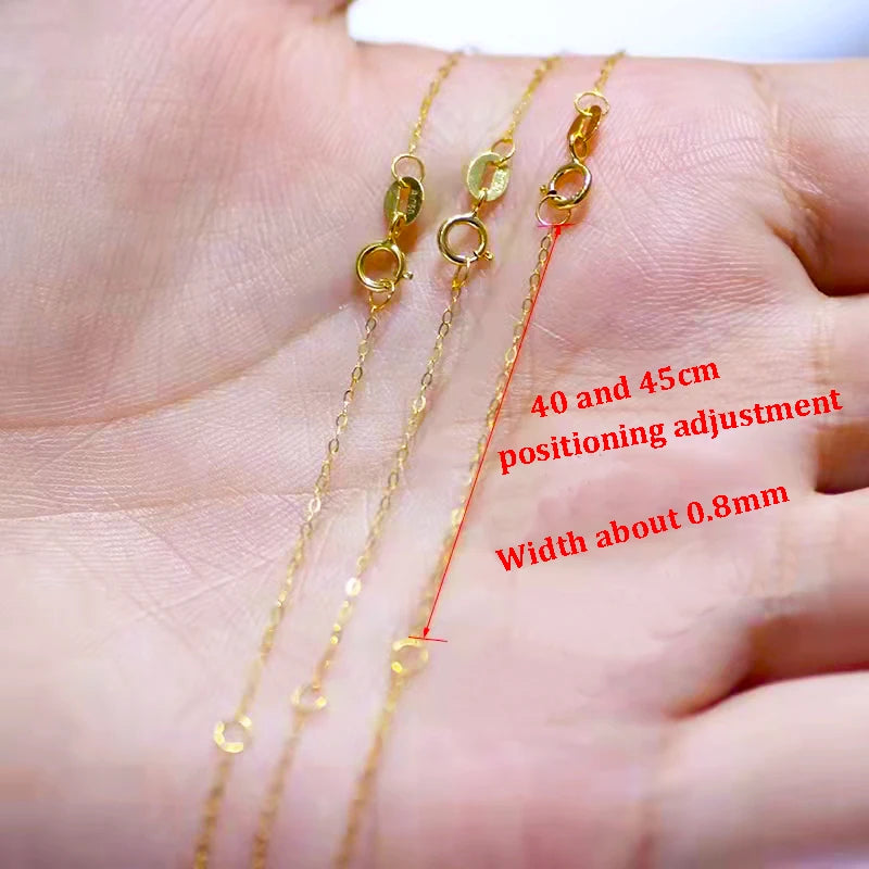 YUNLI Genuine 18K Gold Chain Necklace Classic Simple O Chain Design Pure Gold AU750 for Women Fine Jewelry Gift