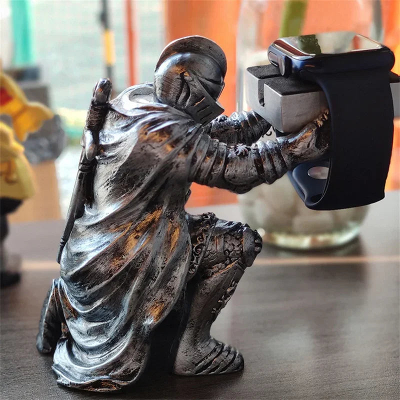 Creative Apple Watch Stand for Apple Watch Charging Display Watch Holder Case Table Black Warrior Figurine Support Accesorios