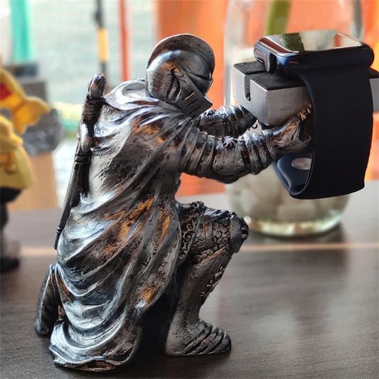 Creative Apple Watch Stand for Apple Watch Charging Display Watch Holder Case Table Black Warrior Figurine Support Accesorios