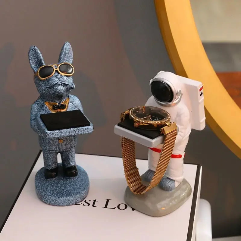 Trendy Watch Display Stand, Electroplating Cartoon Bear, Animal Resin Ornaments, Jewelry Storage Rack, Celebration Gifts.