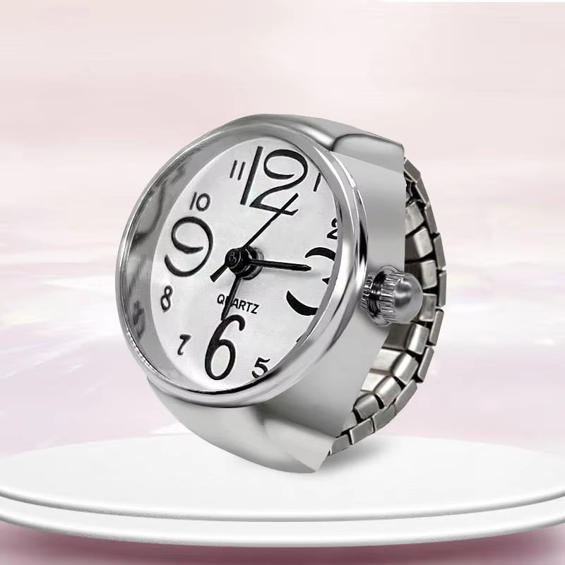 New Ring Watch Hot Selling Creative Circular Dial Alloy Shell Finger Couple Men and Women